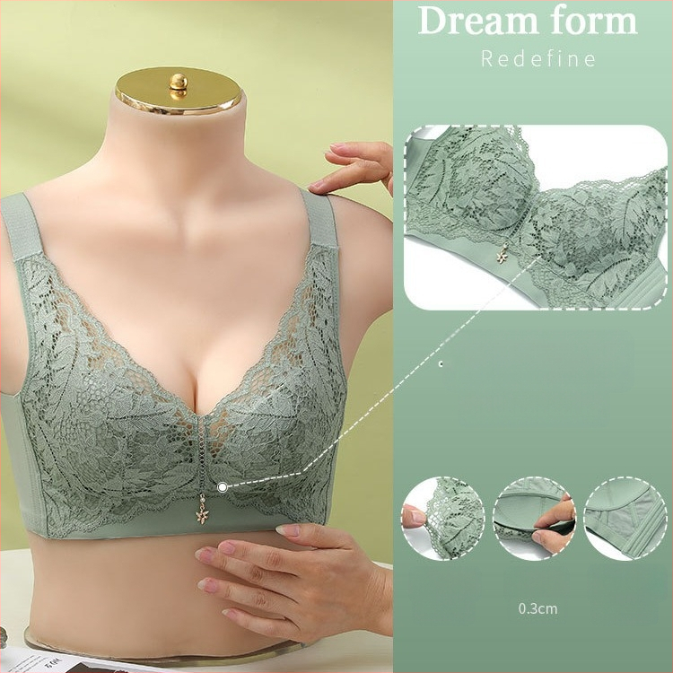 Push-up бюстгальтер за жени с малък бюст, регулируем, 3/4 чашка, тънък формиран чашка, дантелен найлон