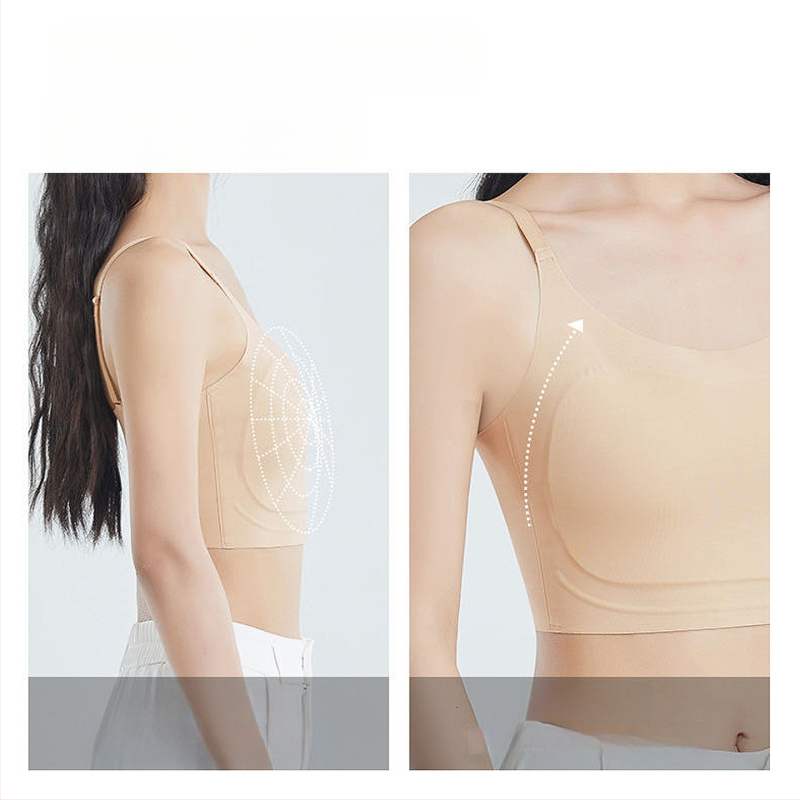 Liquid Foundation liemenėlė moterims — be siūlių, nematoma nugaros dalis, vest stiliaus liekninimo dizainas, pilnas puodelis su plonais formuojamais puodeliais, fiksuoti dvigubi petnešos, be plieno žiedų