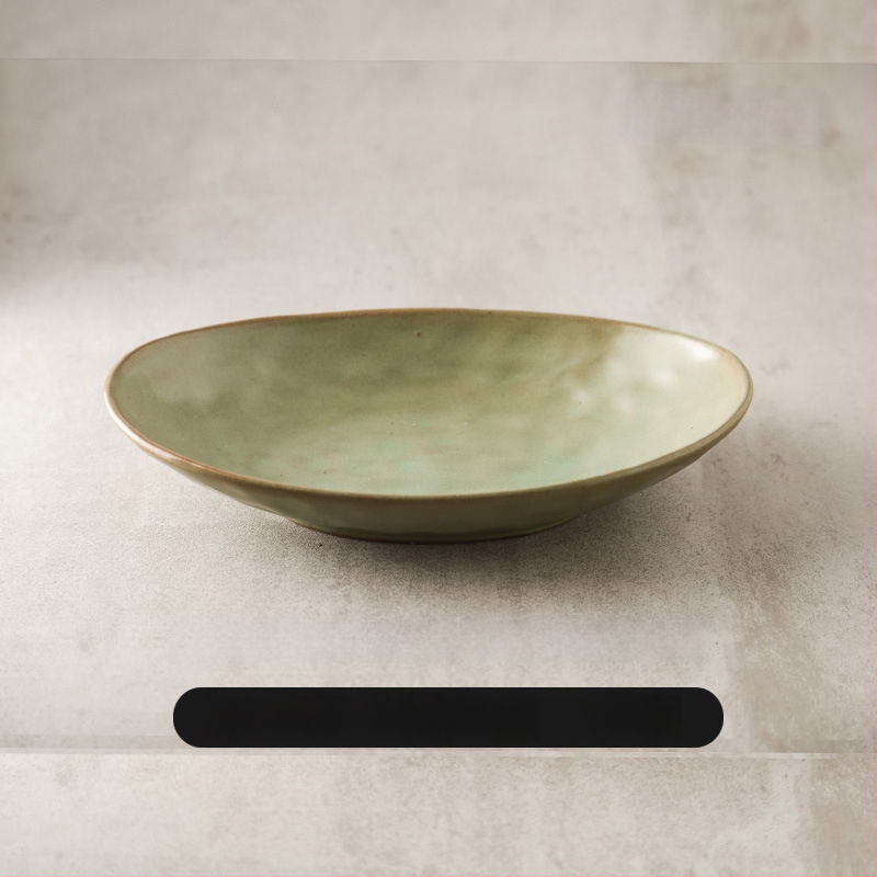 Japonų retro keraminė ovalinė lėkštė, tinkama žuvims, salotoms ir šaltoms patiekalams; mikrobangų krosnelė saugi