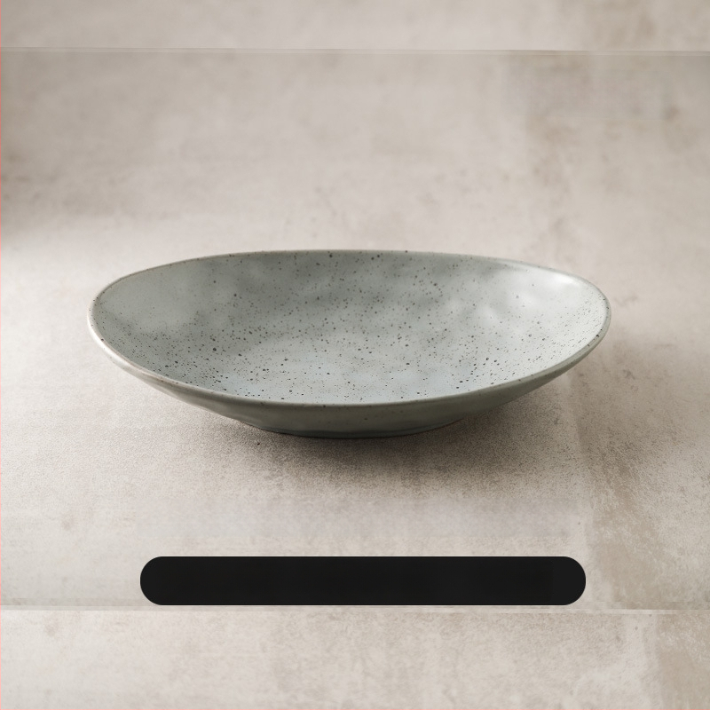 Japonų retro keraminė ovalinė lėkštė, tinkama žuvims, salotoms ir šaltoms patiekalams; mikrobangų krosnelė saugi