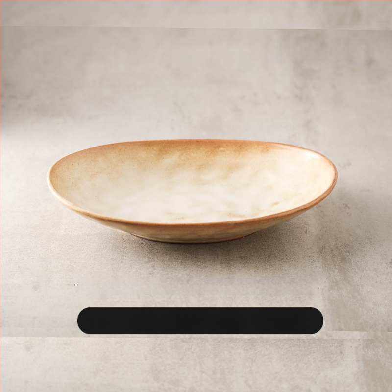 Japonų retro keraminė ovalinė lėkštė, tinkama žuvims, salotoms ir šaltoms patiekalams; mikrobangų krosnelė saugi