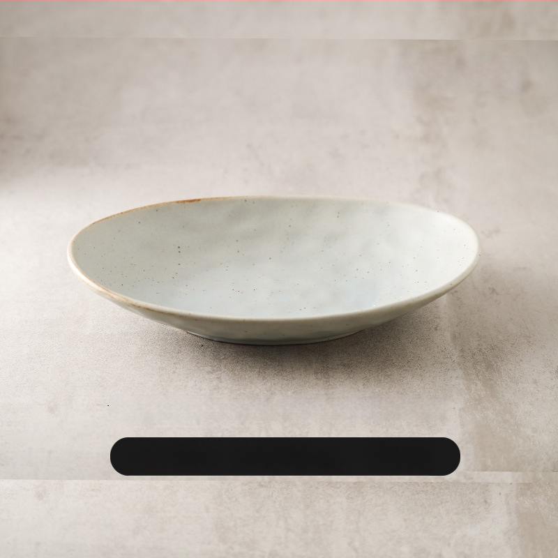 Japonų retro keraminė ovalinė lėkštė, tinkama žuvims, salotoms ir šaltoms patiekalams; mikrobangų krosnelė saugi