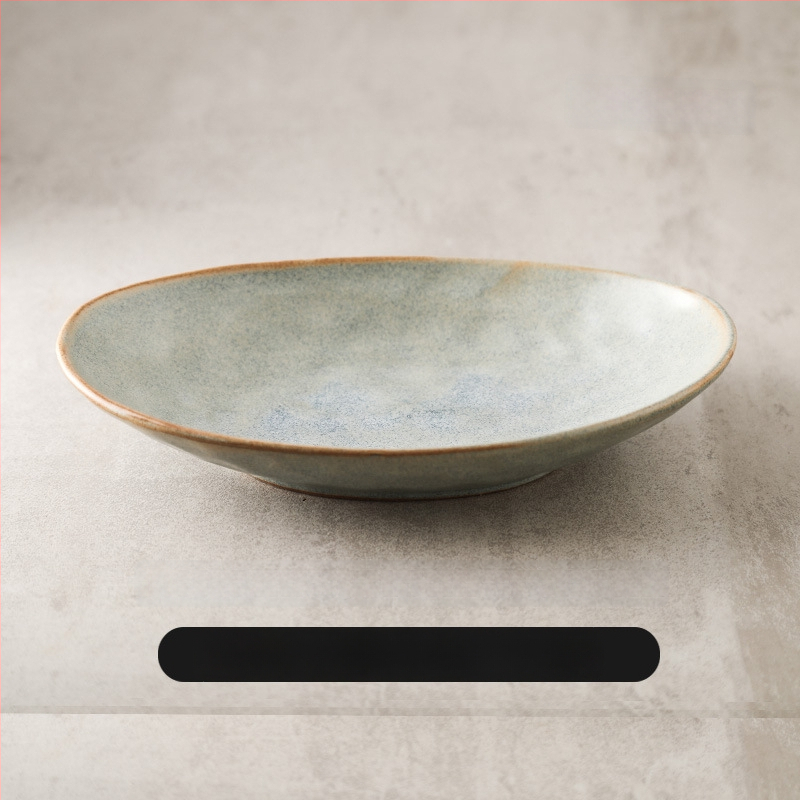 Japonų retro keraminė ovalinė lėkštė, tinkama žuvims, salotoms ir šaltoms patiekalams; mikrobangų krosnelė saugi