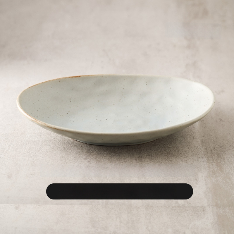 Japonų retro keraminė ovalinė lėkštė, tinkama žuvims, salotoms ir šaltoms patiekalams; mikrobangų krosnelė saugi