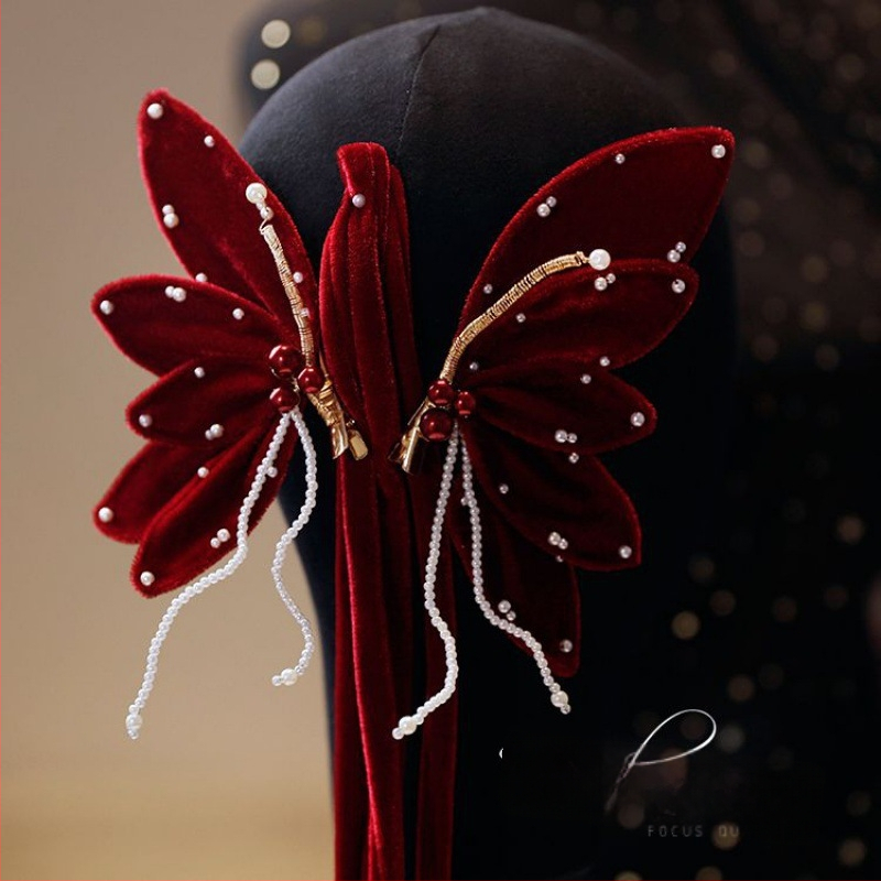 Комплект пеперудени щипки за коса за булки с топаз, есен 2022