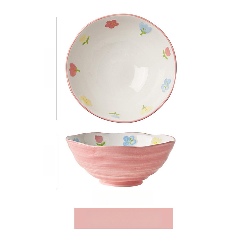 Porcelanska zdjela za juhu s cvjetnim uzorkom, okrugla, pogodna za mikrovalnu pećnicu, podglazirana površina