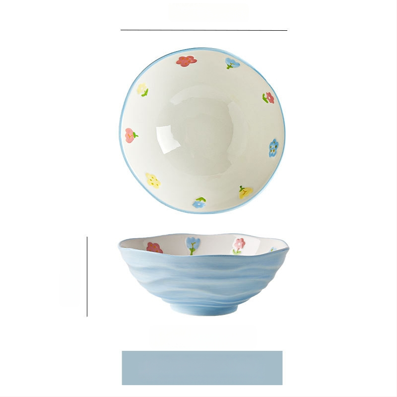 Porcelanska zdjela za juhu s cvjetnim uzorkom, okrugla, pogodna za mikrovalnu pećnicu, podglazirana površina