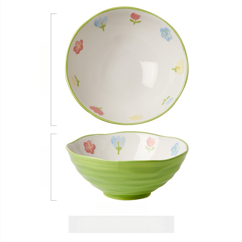 Porcelanska zdjela za juhu s cvjetnim uzorkom, okrugla, pogodna za mikrovalnu pećnicu, podglazirana površina