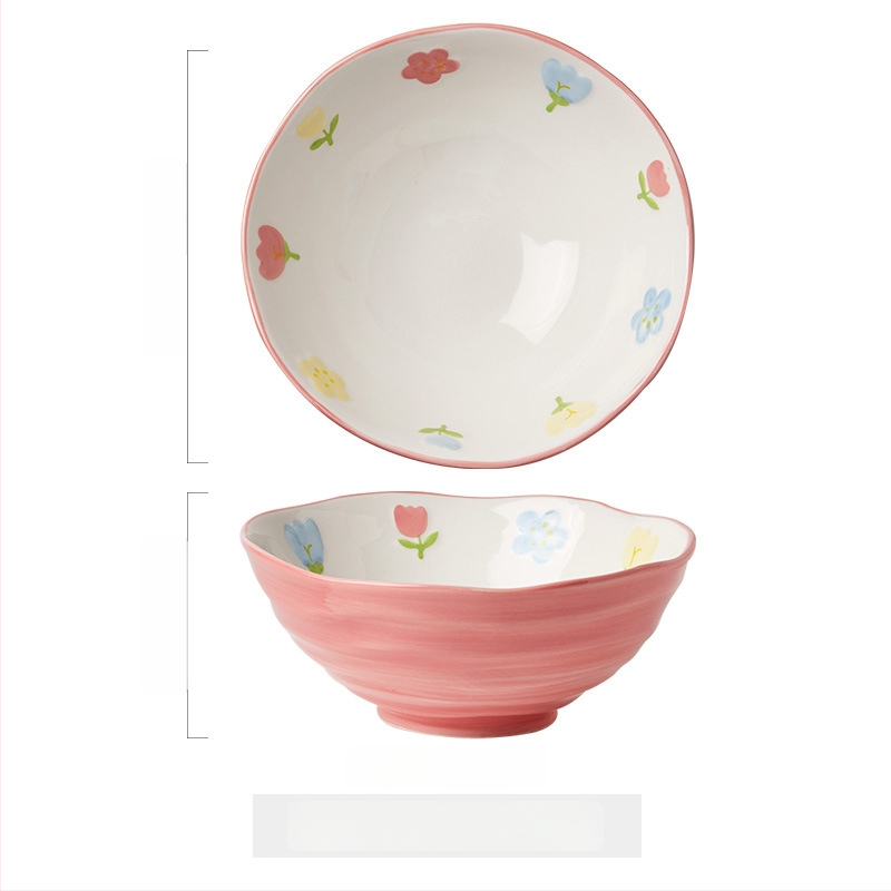 Porcelanska zdjela za juhu s cvjetnim uzorkom, okrugla, pogodna za mikrovalnu pećnicu, podglazirana površina