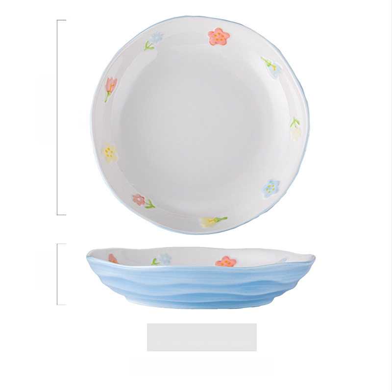 Porcelanska zdjela za juhu s cvjetnim uzorkom, okrugla, pogodna za mikrovalnu pećnicu, podglazirana površina