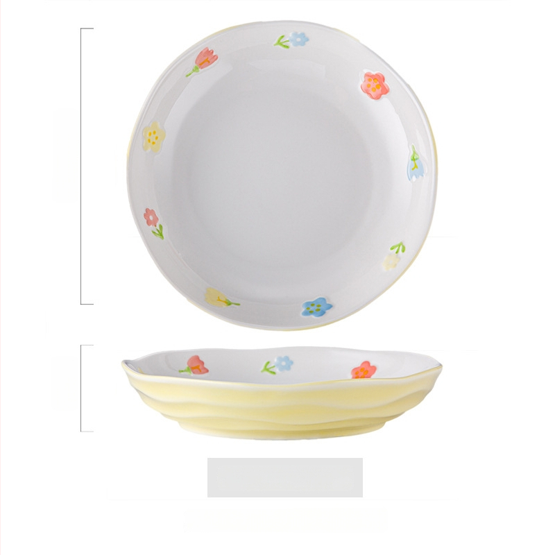 Porcelanska zdjela za juhu s cvjetnim uzorkom, okrugla, pogodna za mikrovalnu pećnicu, podglazirana površina