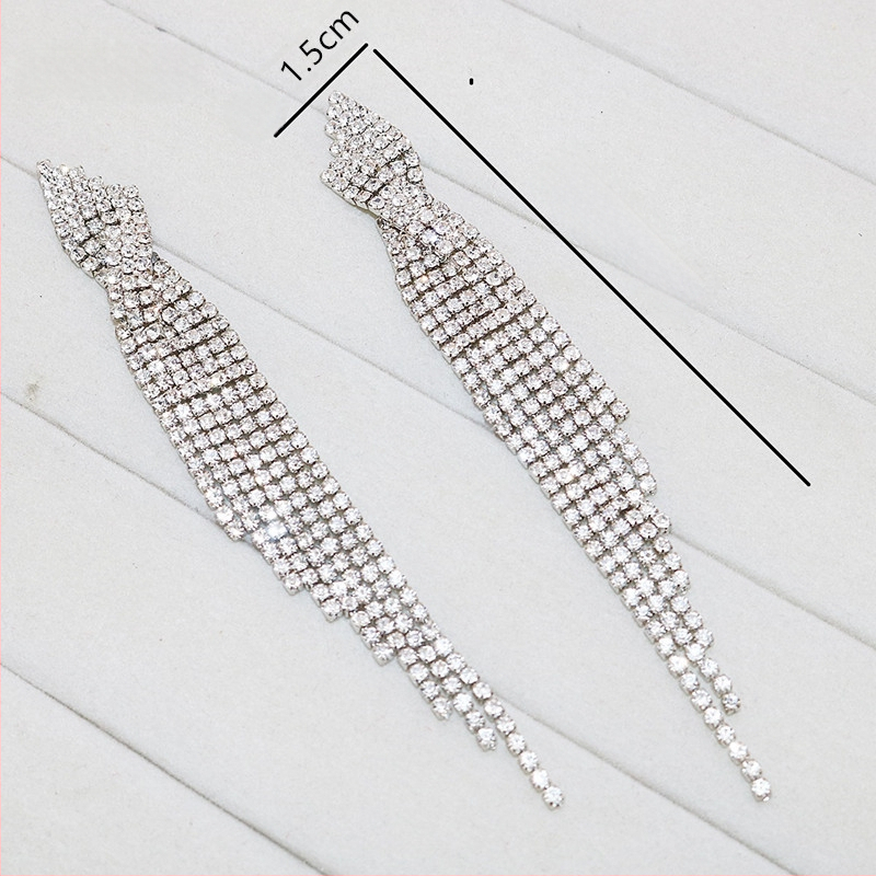 Обеци с кристали, геометричен дизайн, дълги ресни, за жени