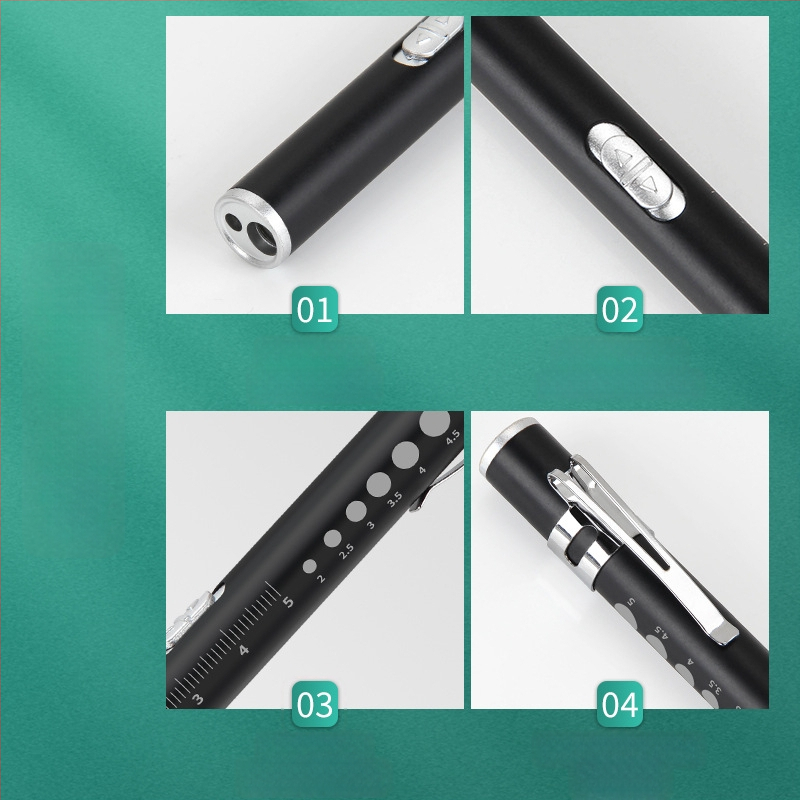 Kézben tartható orvosi vizsgálati toll kettős fényforrással, USB töltés, rozsdamentes acél burkolat, modell FA201B-1