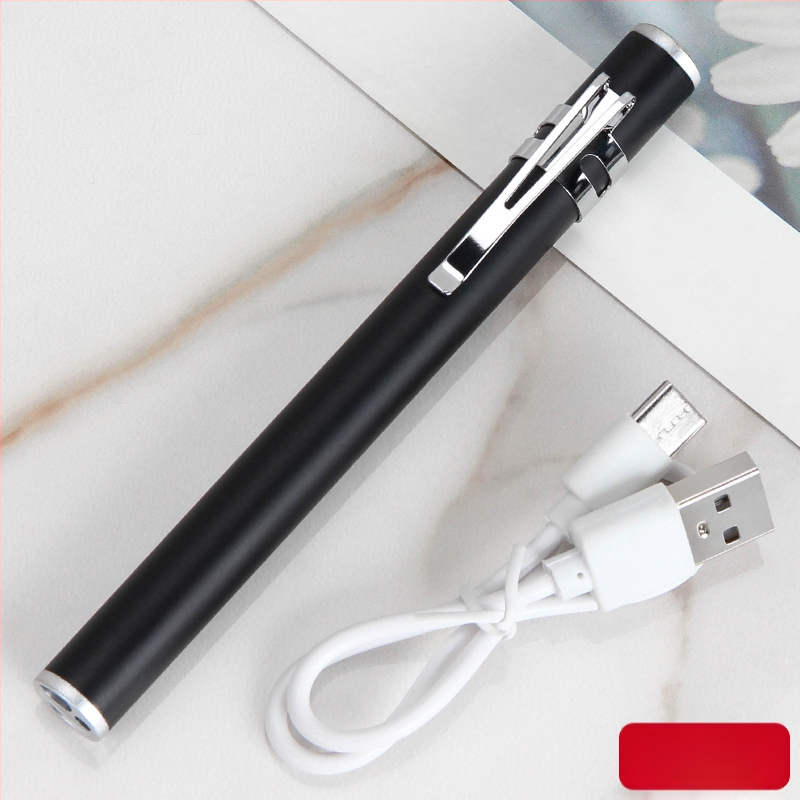 Kézben tartható orvosi vizsgálati toll kettős fényforrással, USB töltés, rozsdamentes acél burkolat, modell FA201B-1