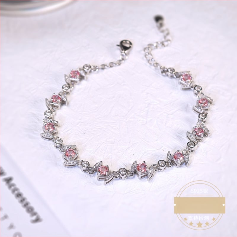 Βραχιόλι με S925 ασήμι και τοπάζ, ρόμβος, κορεατικό στυλ