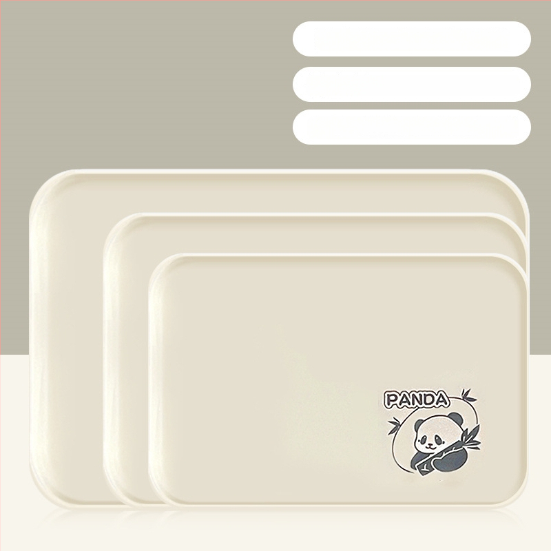 Plastikinis padėklas kvadratinės formos, karikatūrinis raštas, skandinaviškas stilius, glazūruotas paviršius.