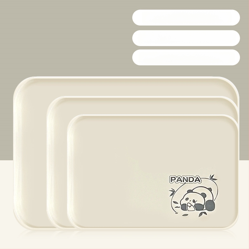 Plastikinis padėklas kvadratinės formos, karikatūrinis raštas, skandinaviškas stilius, glazūruotas paviršius.