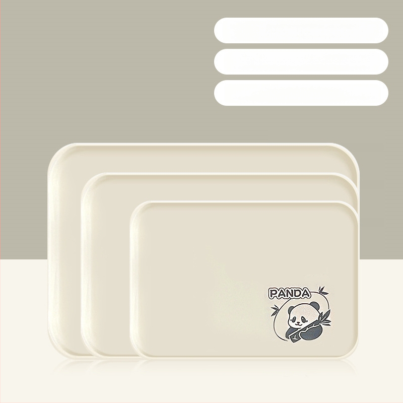 Plastikinis padėklas kvadratinės formos, karikatūrinis raštas, skandinaviškas stilius, glazūruotas paviršius.