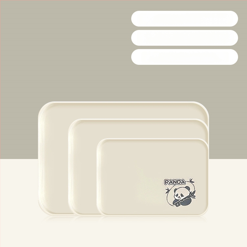 Plastikinis padėklas kvadratinės formos, karikatūrinis raštas, skandinaviškas stilius, glazūruotas paviršius.