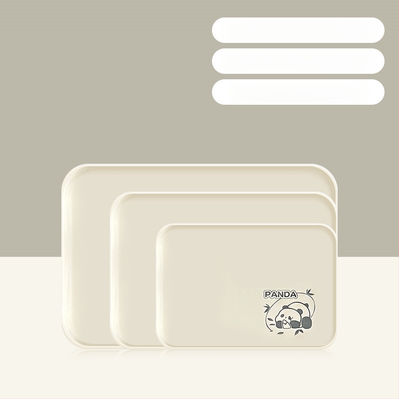 Plastikinis padėklas kvadratinės formos, karikatūrinis raštas, skandinaviškas stilius, glazūruotas paviršius.