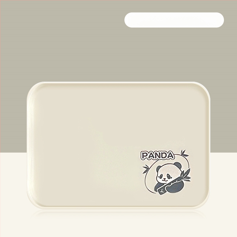 Plastikinis padėklas kvadratinės formos, karikatūrinis raštas, skandinaviškas stilius, glazūruotas paviršius.