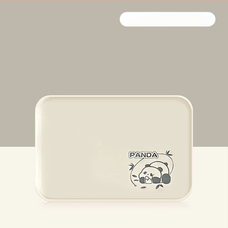 Plastikinis padėklas kvadratinės formos, karikatūrinis raštas, skandinaviškas stilius, glazūruotas paviršius.