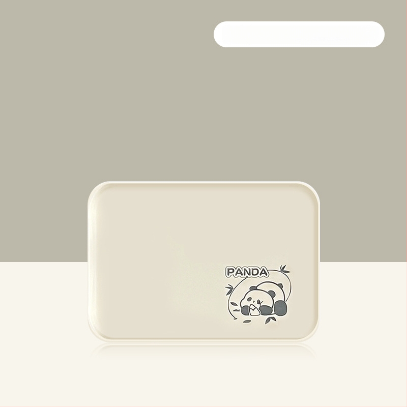 Plastikinis padėklas kvadratinės formos, karikatūrinis raštas, skandinaviškas stilius, glazūruotas paviršius.