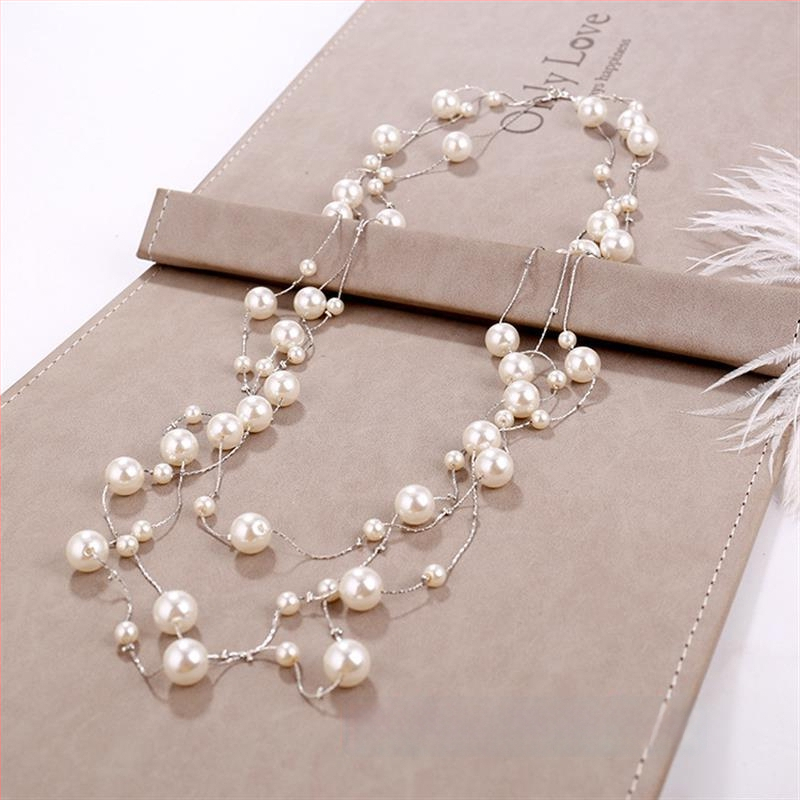 Dugačka biserno ogrlica za žene, korejskog stila, minimalistički privjesak na lanac za džemper