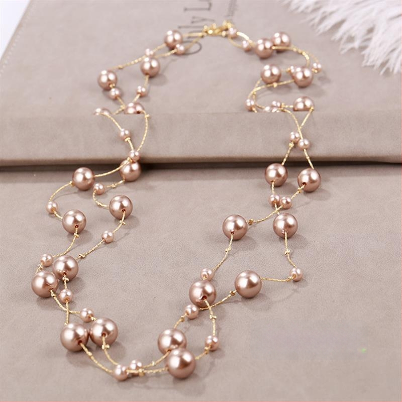 Dugačka biserno ogrlica za žene, korejskog stila, minimalistički privjesak na lanac za džemper