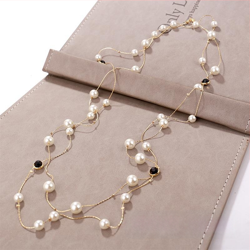 Dugačka biserno ogrlica za žene, korejskog stila, minimalistički privjesak na lanac za džemper