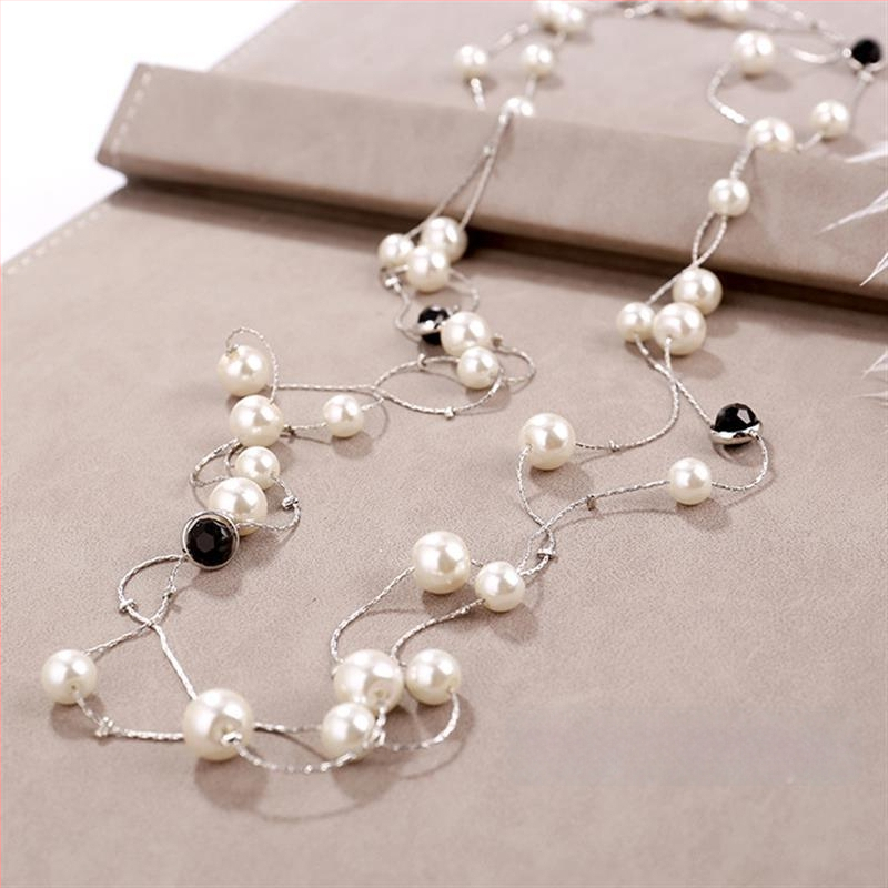 Dugačka biserno ogrlica za žene, korejskog stila, minimalistički privjesak na lanac za džemper