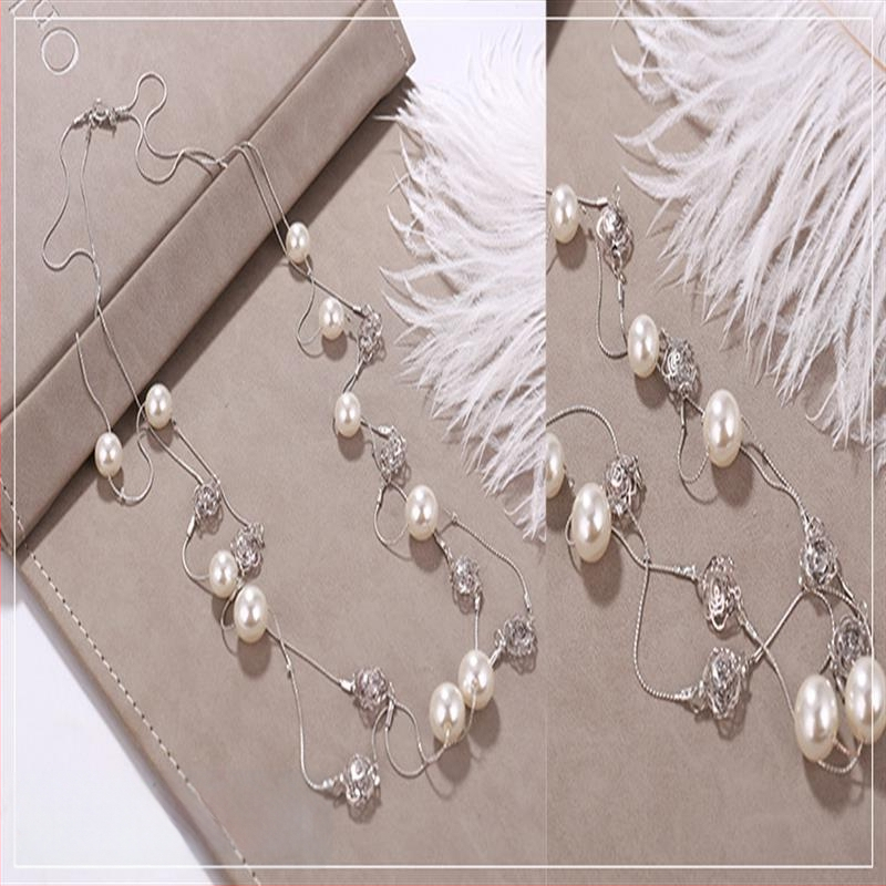 Dugačka biserno ogrlica za žene, korejskog stila, minimalistički privjesak na lanac za džemper