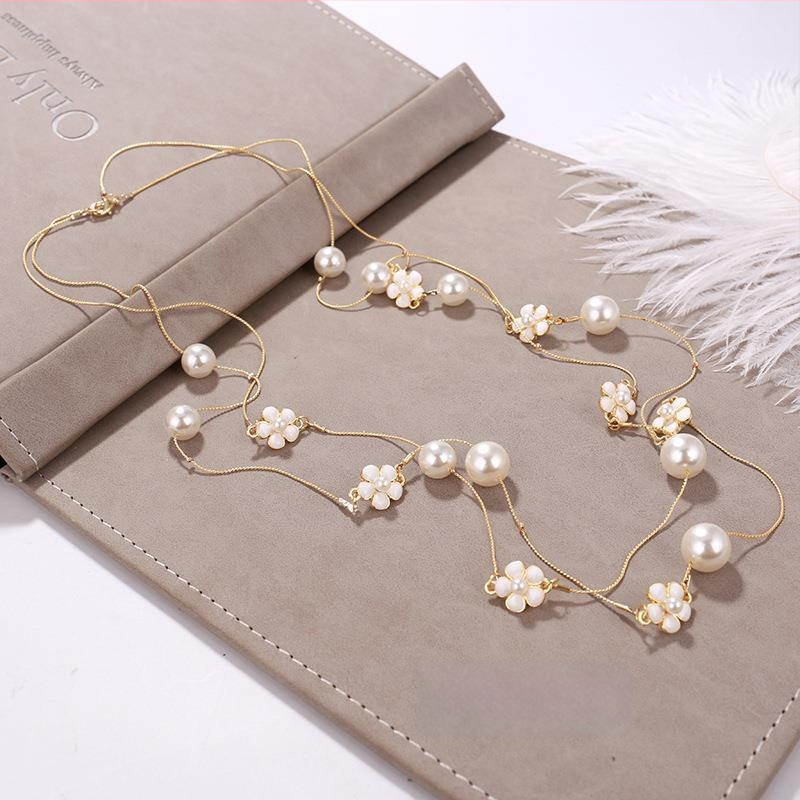 Dugačka biserno ogrlica za žene, korejskog stila, minimalistički privjesak na lanac za džemper