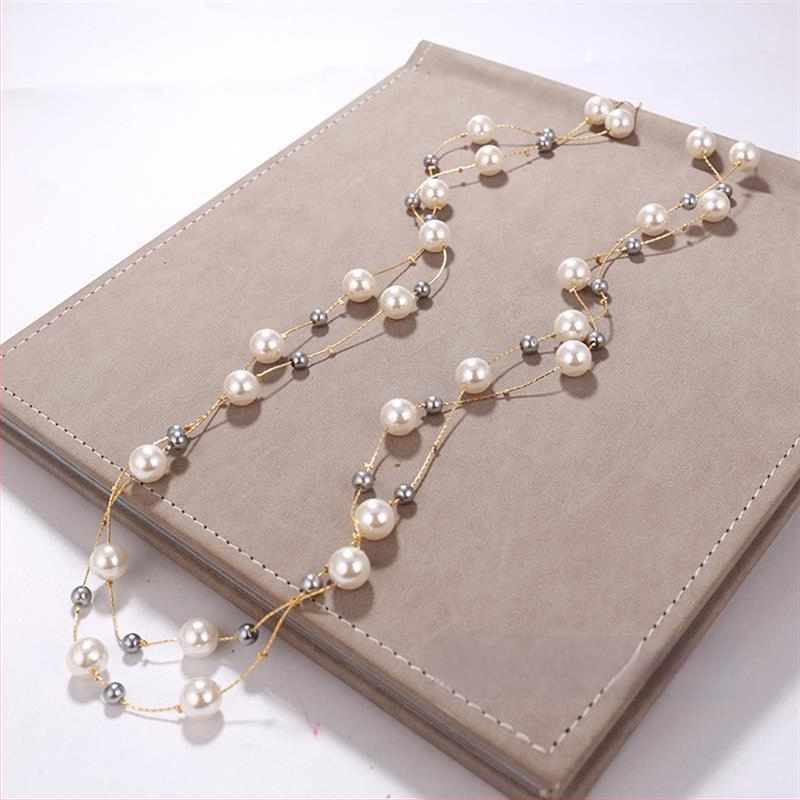 Dugačka biserno ogrlica za žene, korejskog stila, minimalistički privjesak na lanac za džemper