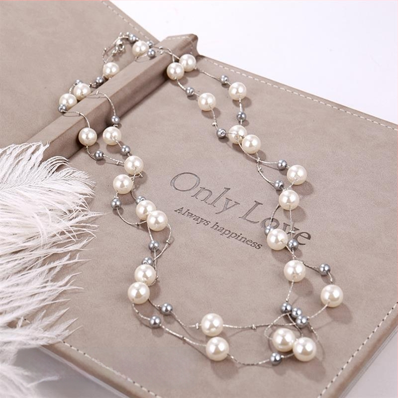 Dugačka biserno ogrlica za žene, korejskog stila, minimalistički privjesak na lanac za džemper