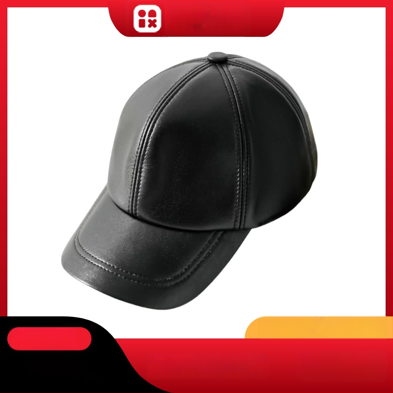 Pălărie plată unisex din piele de capră, bor arc, vârf plat, model monocrom, cusătură simplă; potrivită pentru iarnă, primăvară și toamnă