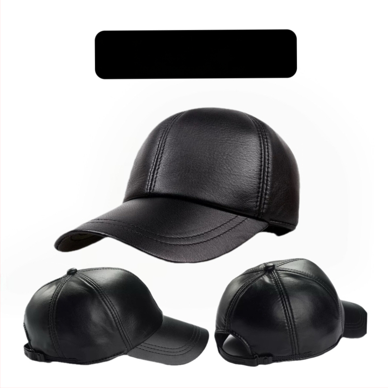 Pălărie plată unisex din piele de capră, bor arc, vârf plat, model monocrom, cusătură simplă; potrivită pentru iarnă, primăvară și toamnă