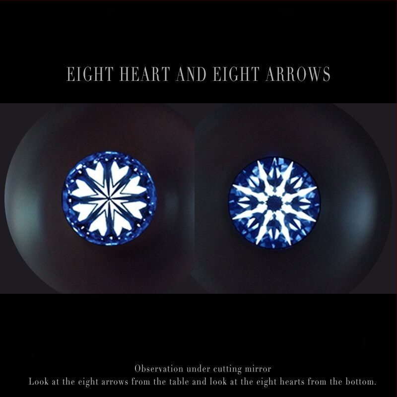 Moissanite κυκλικός λίθος, Eight Hearts Eight Arrows κοπή, VVS διαύγεια, εργαστηριακά καλλιεργημένος πολύτιμος λίθος