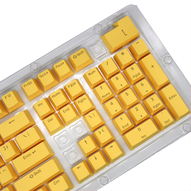 ABS 104-os billentyűzethez készült capkészlet mechanikus billentyűzethez, két színű injekciós formázás, átlátszó karakterek, univerzális kompatibilitás