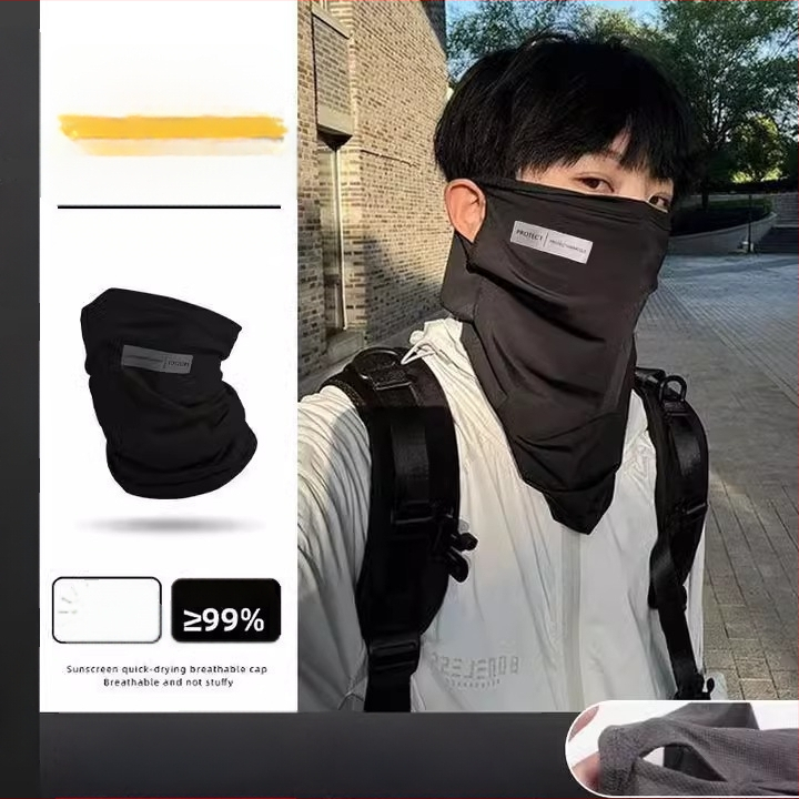 Vyrinė Ice Silk saulės apsaugos veido kaukė — kvėpuojanti, lengva kaklo skara nuo saulės (poliesterio pluoštas 71–80%)