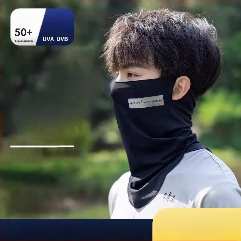 Vyrinė Ice Silk saulės apsaugos veido kaukė — kvėpuojanti, lengva kaklo skara nuo saulės (poliesterio pluoštas 71–80%)