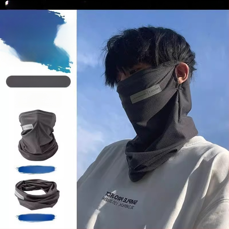 Vyrinė Ice Silk saulės apsaugos veido kaukė — kvėpuojanti, lengva kaklo skara nuo saulės (poliesterio pluoštas 71–80%)