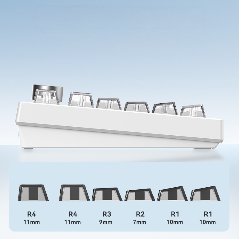 Readson Caurspīdīgi PC taustiņu vāciņi mehāniskajai tastatūrai ar UV drukāšanu, priekšējā smilšgrābšana, četrpusēja augsta caurspīdīgums, RGB apgaismojums