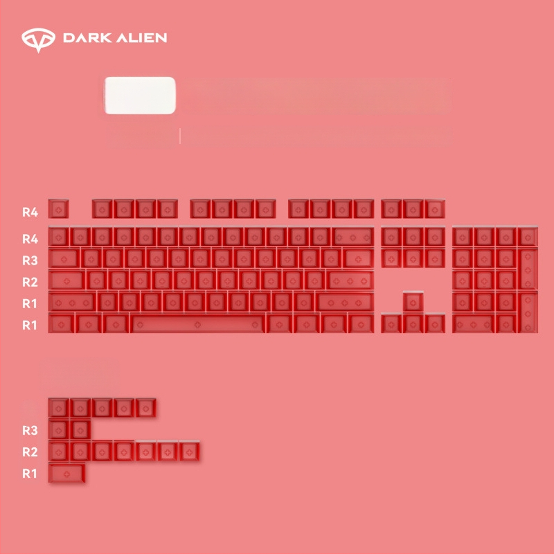 Readson Caurspīdīgi PC taustiņu vāciņi mehāniskajai tastatūrai ar UV drukāšanu, priekšējā smilšgrābšana, četrpusēja augsta caurspīdīgums, RGB apgaismojums
