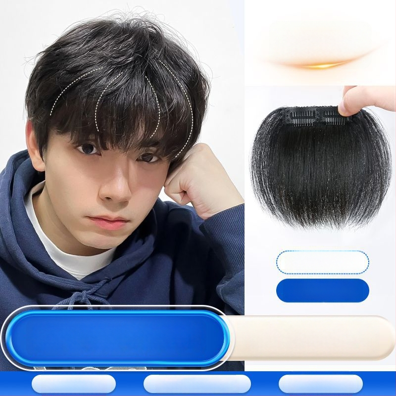 Férfi hajvonal-pótló patch, egytömbös homlokrész, varrás nélküli, valódi hajból, teljesen kézzel készített