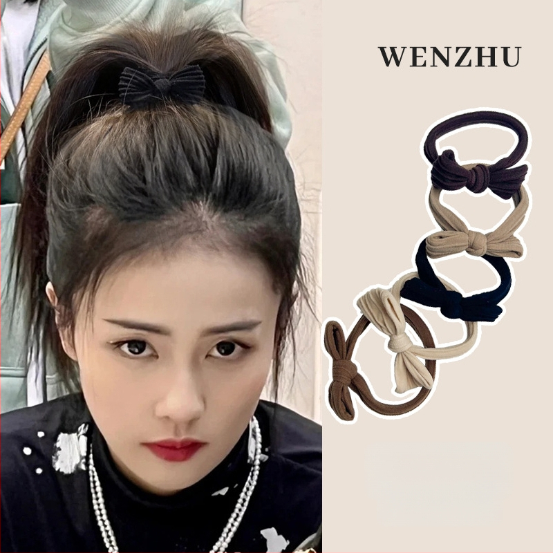 Koreai stílusú masnis hajgumi magas copfhoz, szövött, rugalmas és tartós