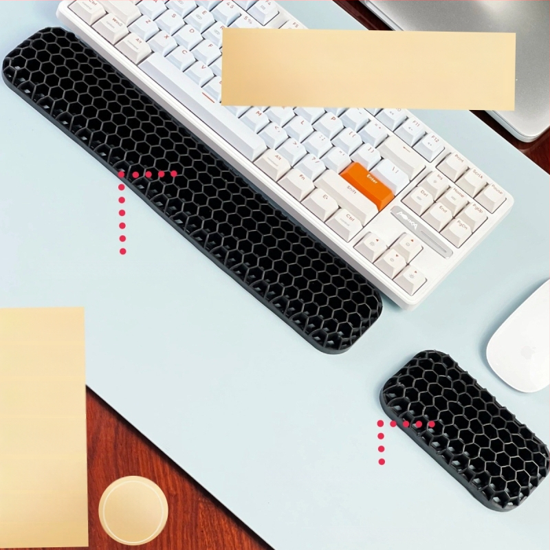 Rokas atbalsta plāksne tastatūrai un pelei – divpusēja TPE ar dobumu dizainu, biroja lietošanai, ūdensizturīgs, pretslīdošs, nolietojumizturīgs, viegli tīrāms