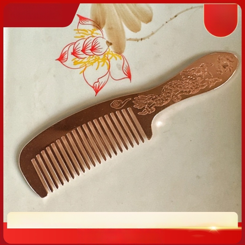 Plaukų šukos (rankų darbas; storesnis varis; drakonų ir fenikso motyvas; poliruotas paviršius)