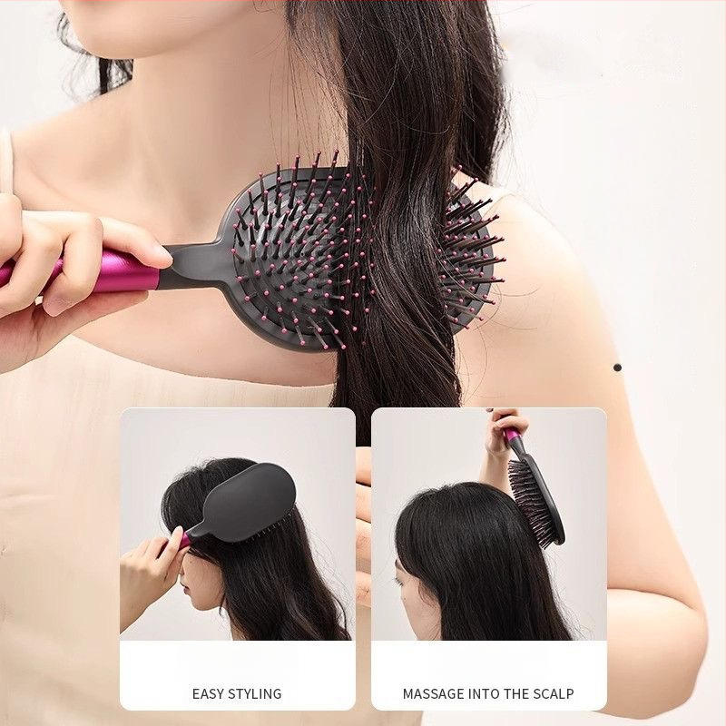 Plaukų šukos su oro pagalve ir masažu — ABS medžiaga; nėra importuota; kategorijos: plaukų šukos, garbanų šukos, oro pagalvės šukos