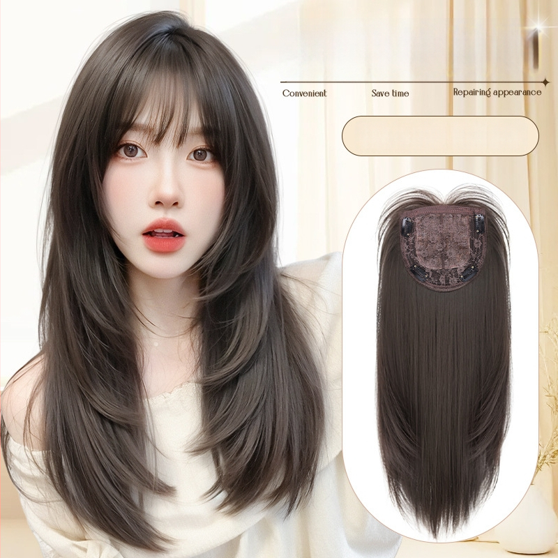 Női teljes paróka — hosszú egyenes haj, hőálló szintetikus szálak, egyenes tincs, mechanikus felépítés